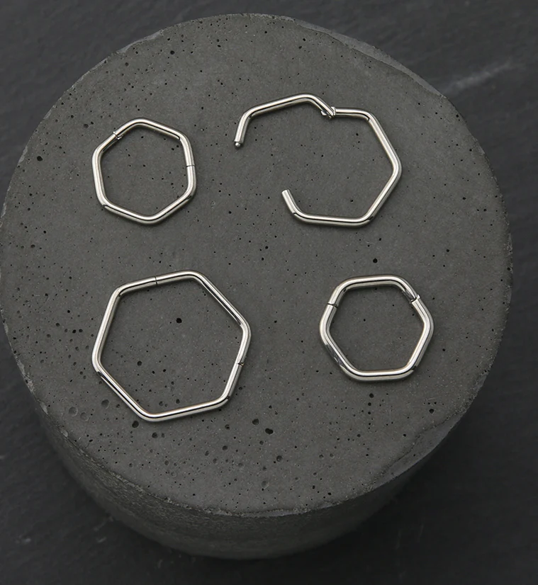 Hex Stainless Steel Hinged Segment Ring - Mrs Treak