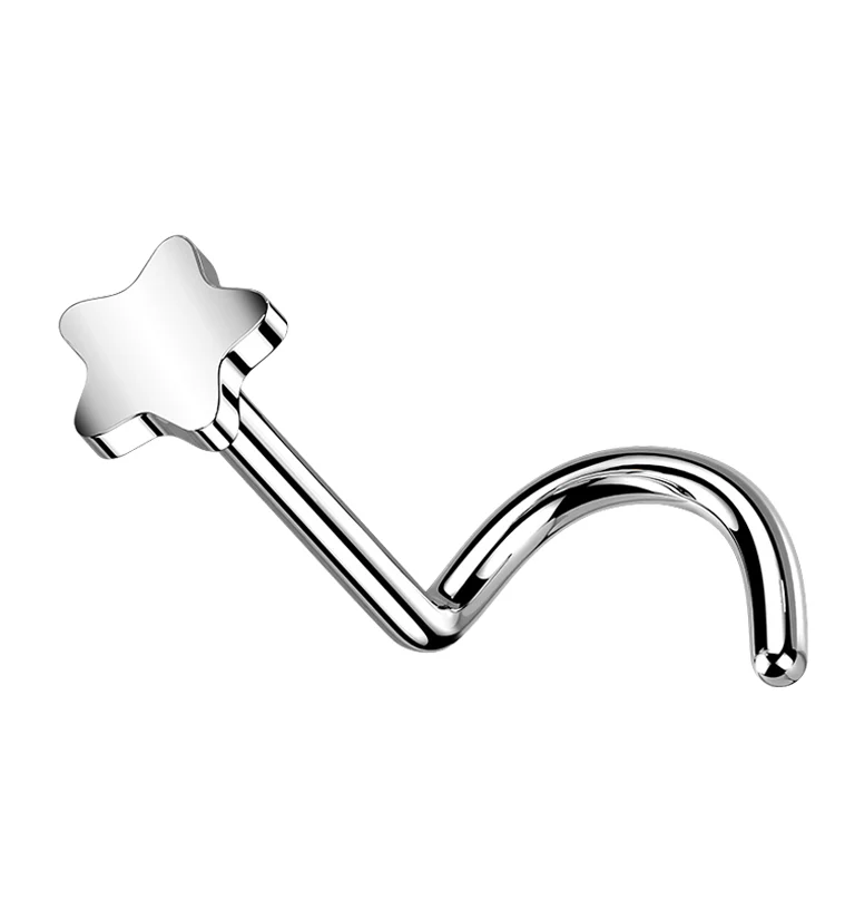 Star Titanium Threadless Nose Screw Ring - Mrs Treak