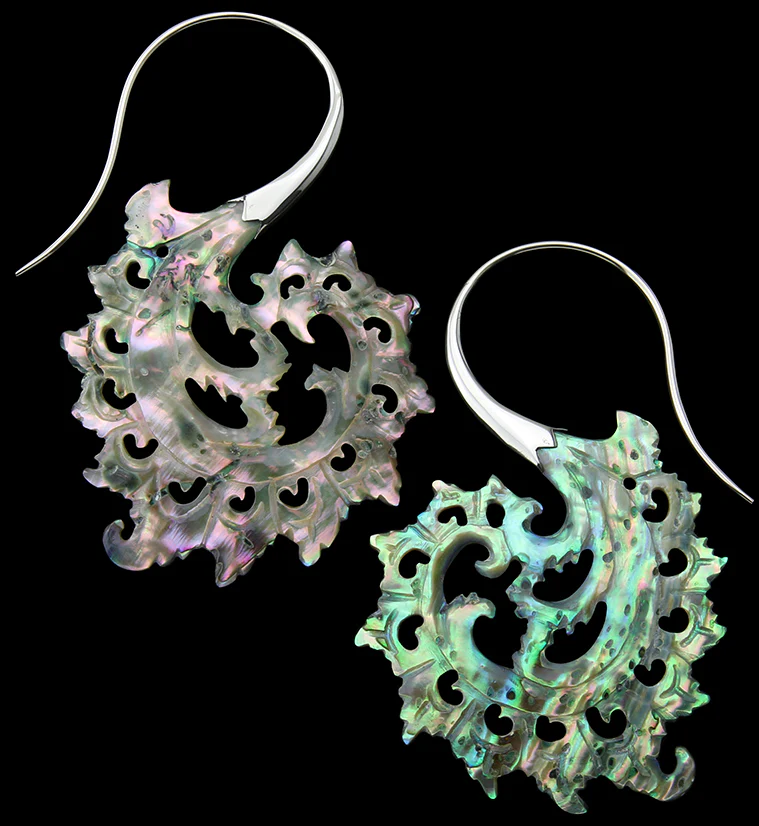 18G Plume White Brass Abalone Hangers / Earrings - Mrs Treak