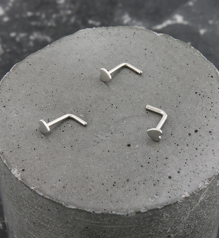 Heart Top L Bend Titanium Nose Ring - Mrs Treak