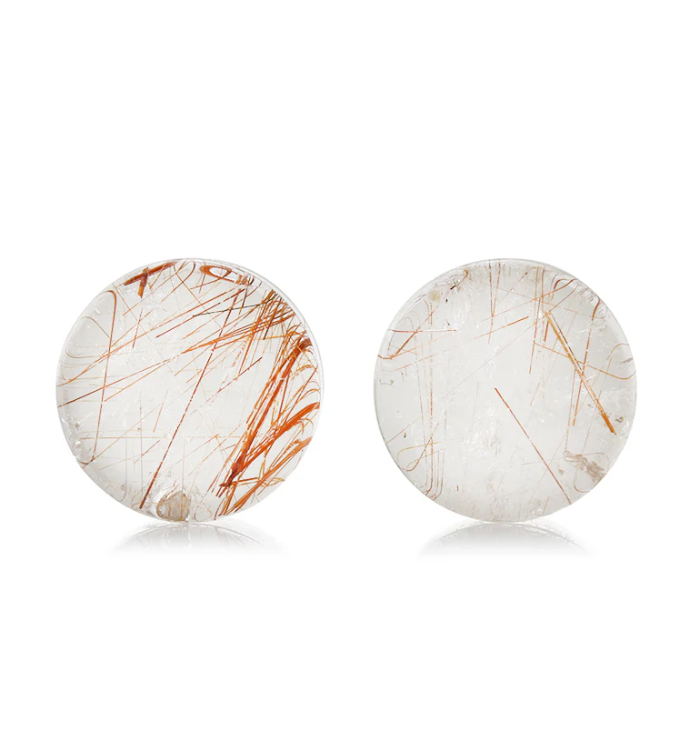 Rutilated Quartz Stone Plugs 3/4