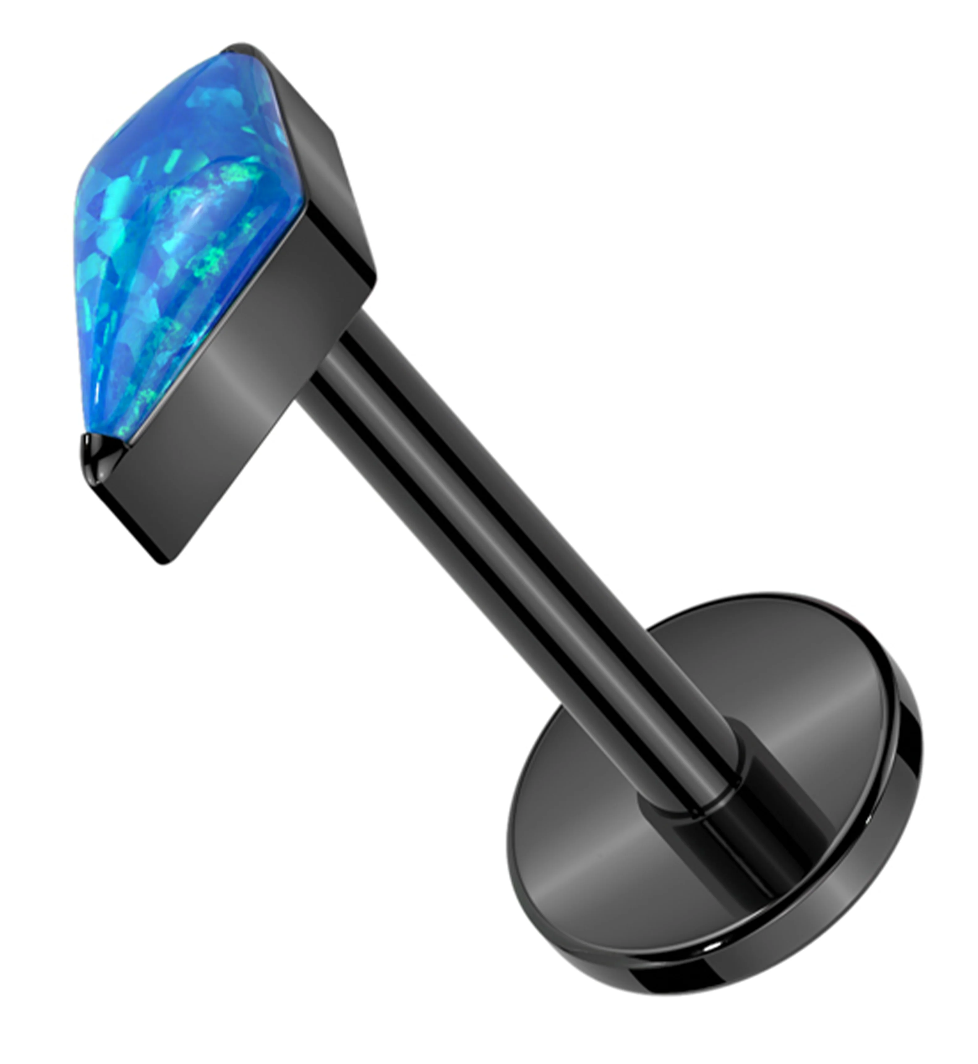 Black PVD Abyss Blue Opalite Titanium Threadless Labret - Mrs Treak