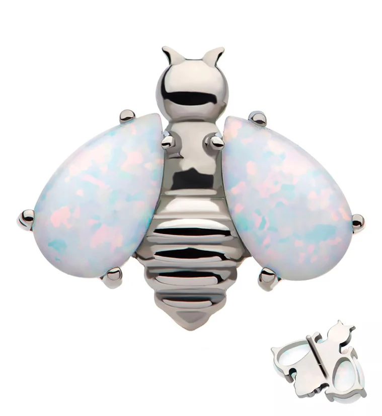 Bumblebee White Opalite Wings Threadless Titanium Top - Mrs Treak