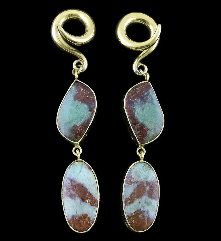Double Chrysoprase Stone Ear Weights Version 2 - Mrs Treak