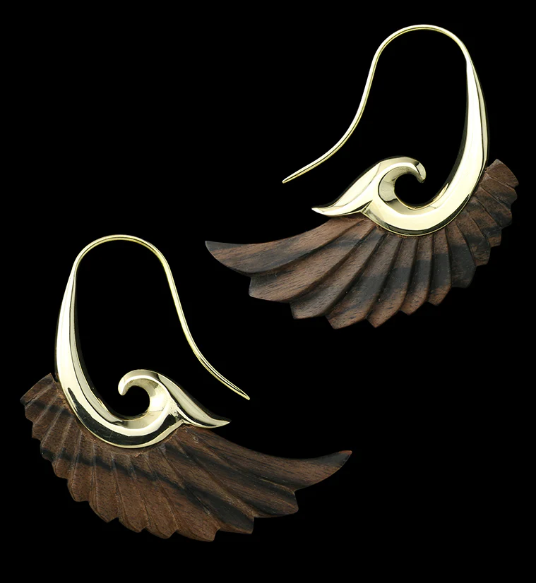 18G Aileron Brass Areng Wood Hangers / Earrings - Mrs Treak