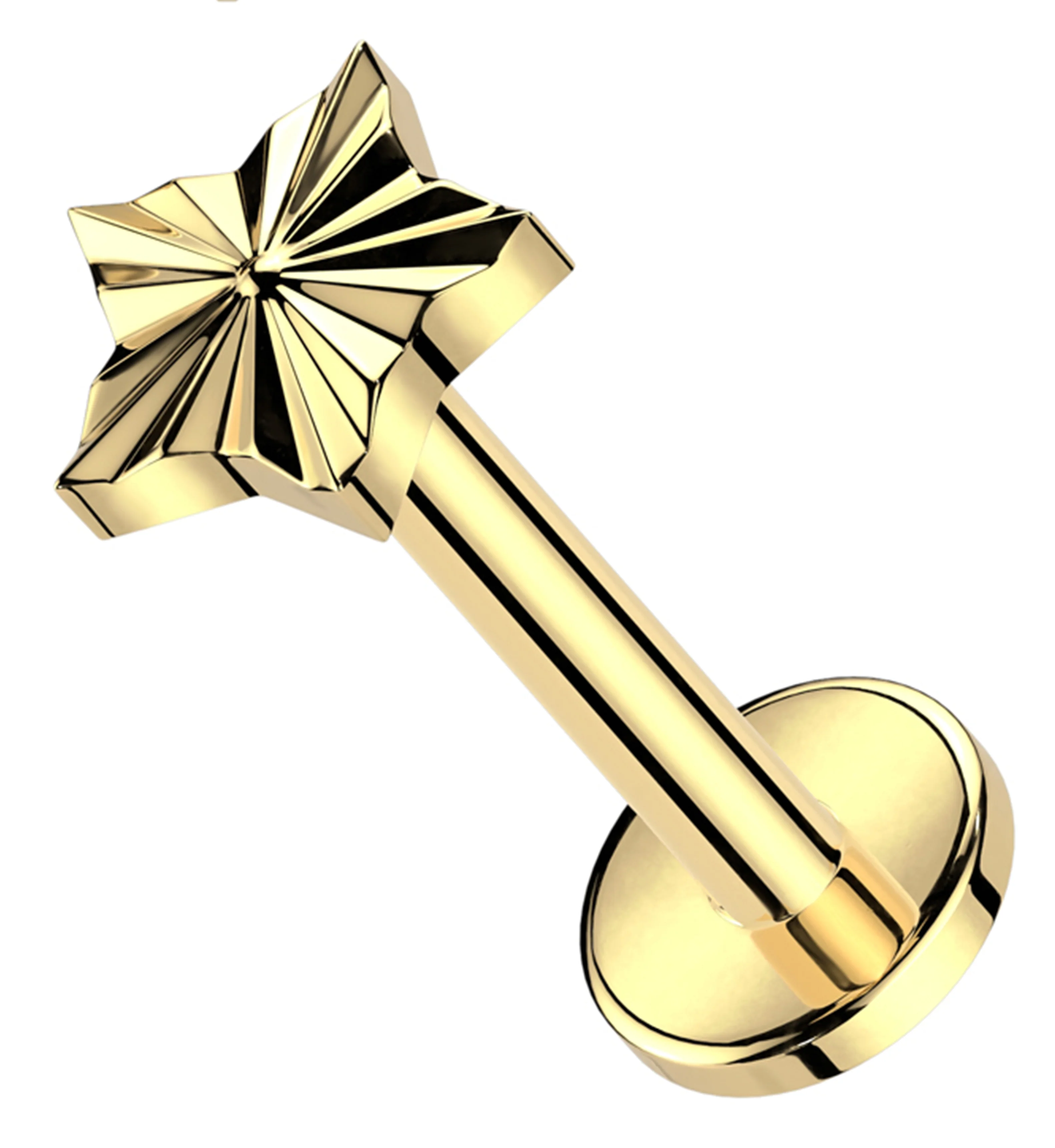 Gold PVD Star Score Internally Threaded Titanium Labret - Mrs Treak