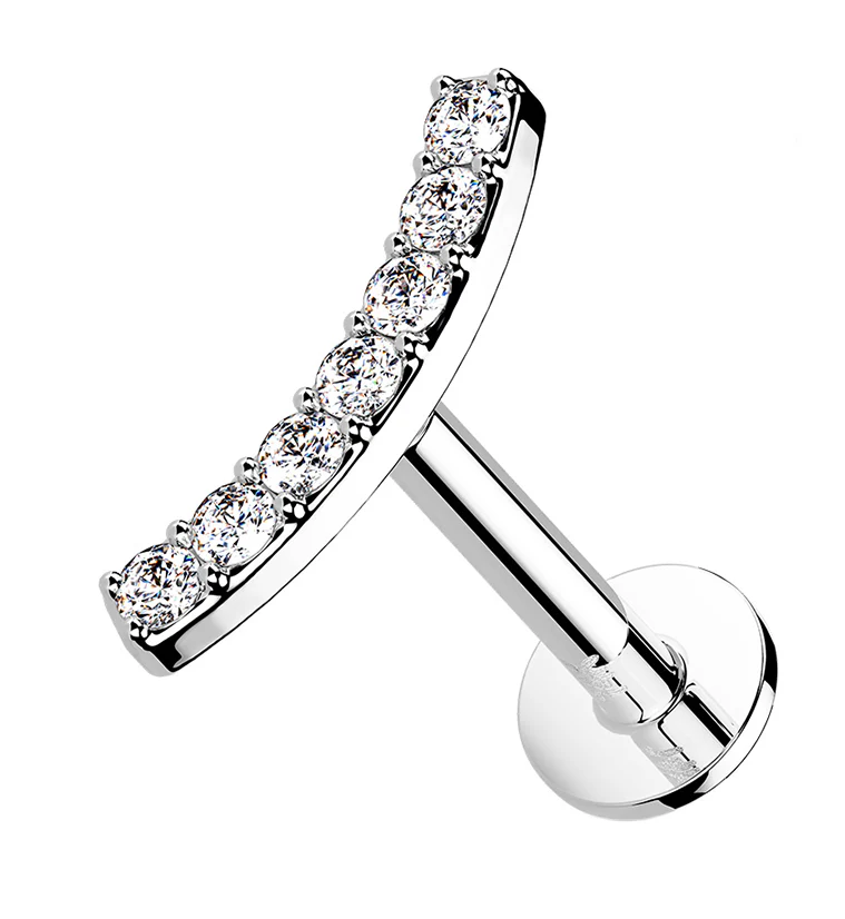 14kt White Gold CZ Arch Threadless Labret - Mrs Treak