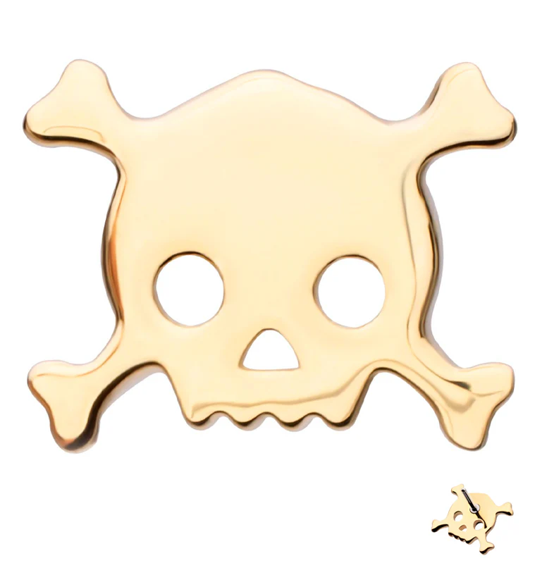 14kt Gold Skull And Crossbones Threadless Top - Mrs Treak