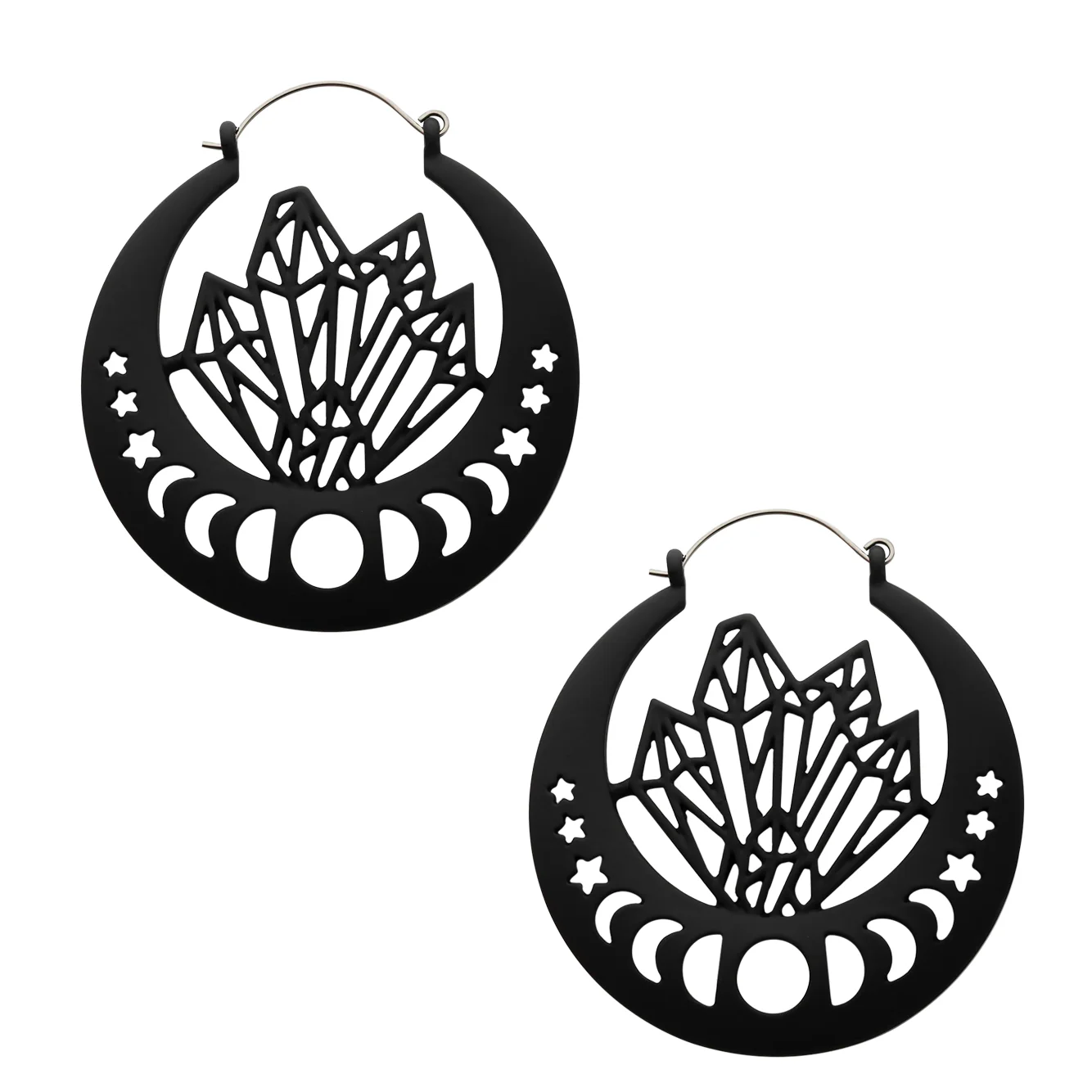 Black Crystal Stellar Stainless Steel Plug Hoops - Mrs Treak