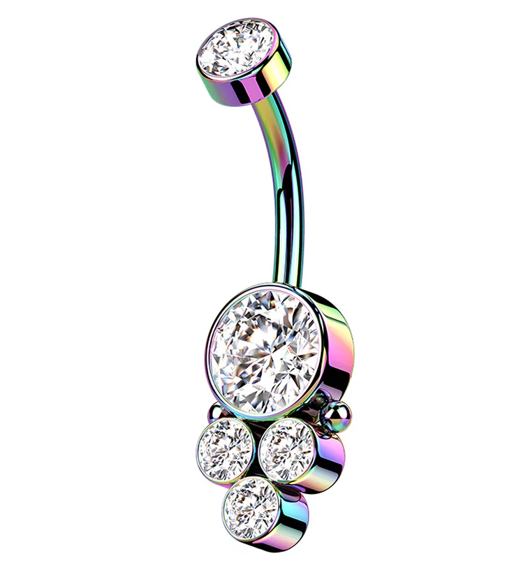 Rainbow PVD Array Belly Button Ring - Mrs Treak
