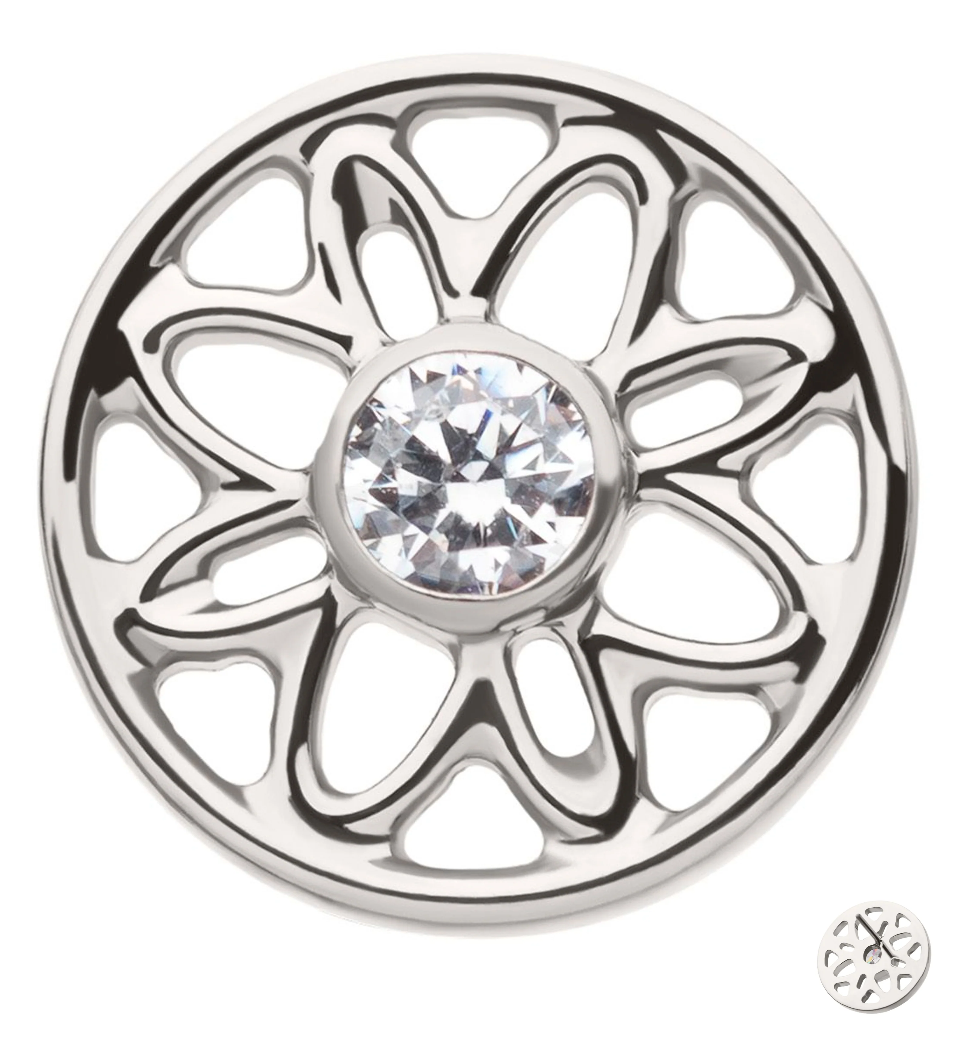 Mandala Flower Clear CZ Titanium Threadless Top - Mrs Treak