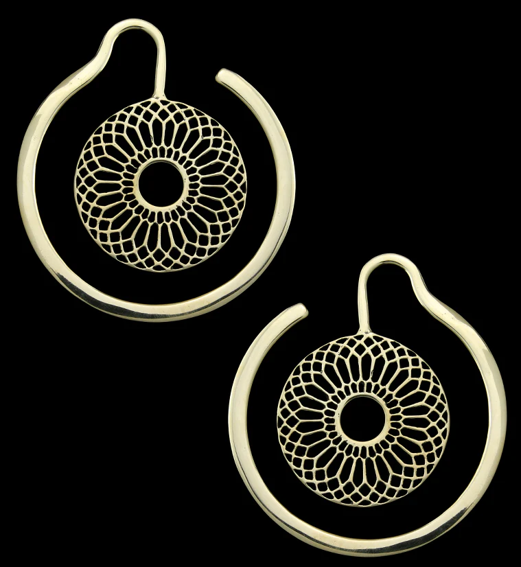 Geo Flower Brass Ear Weights - Mrs Treak