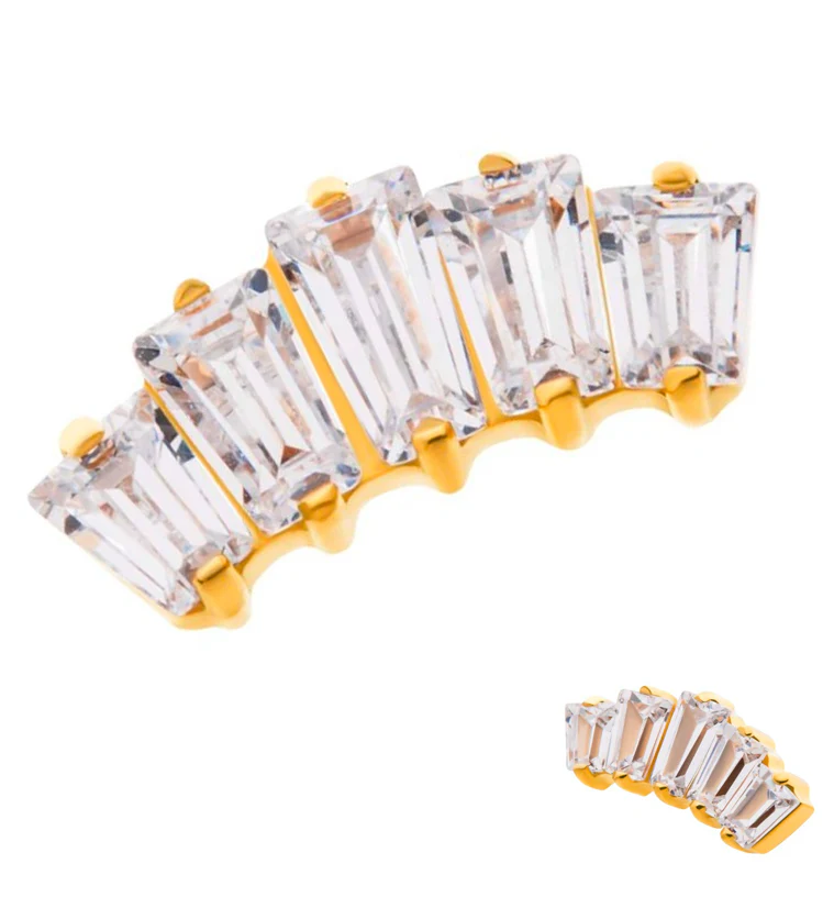 24kt Gold PVD Quinary CZ Threadless Titanium Top - Mrs Treak