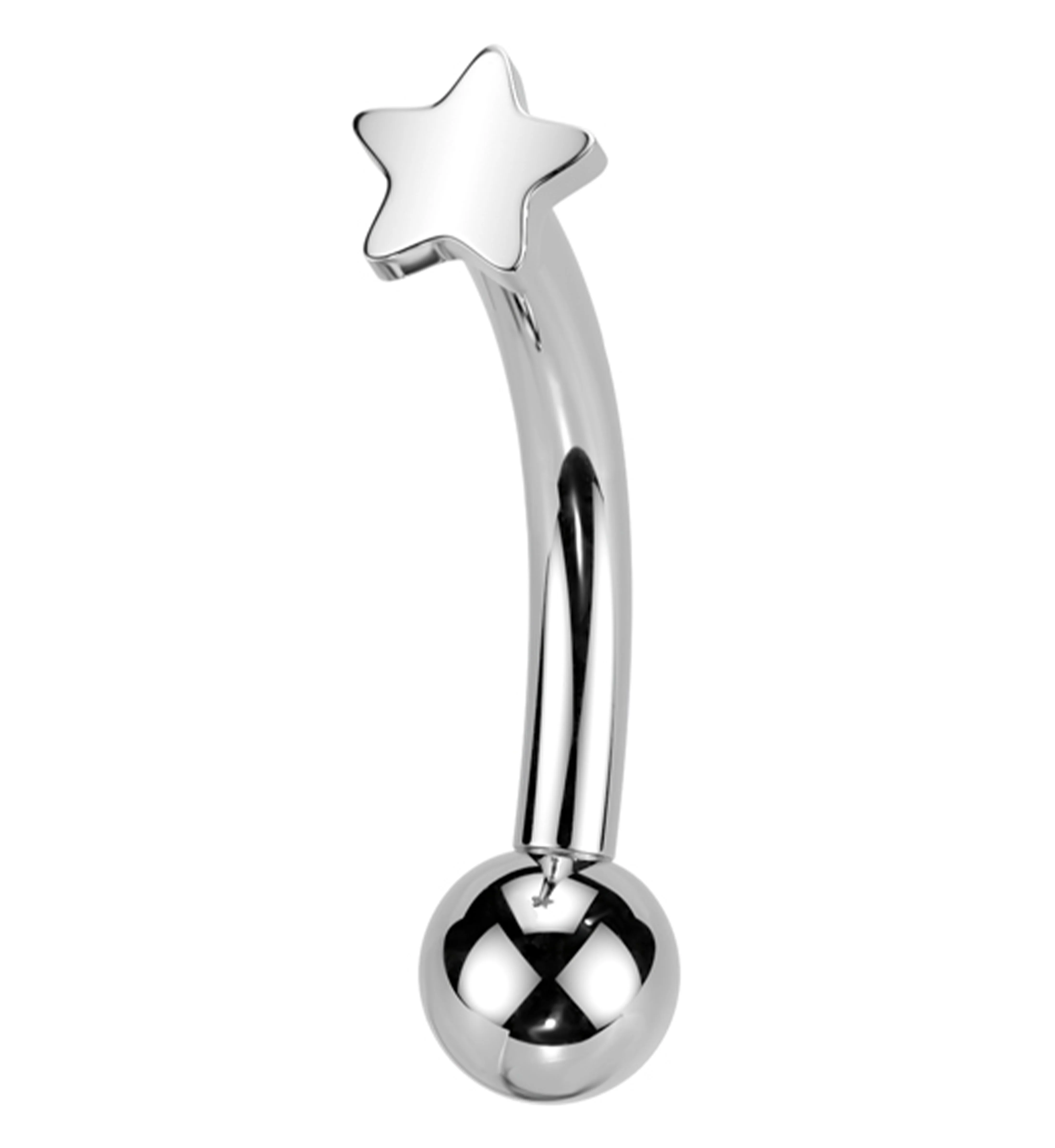 Star Titanium Threadless Curved Eyebrow Barbell - Mrs Treak