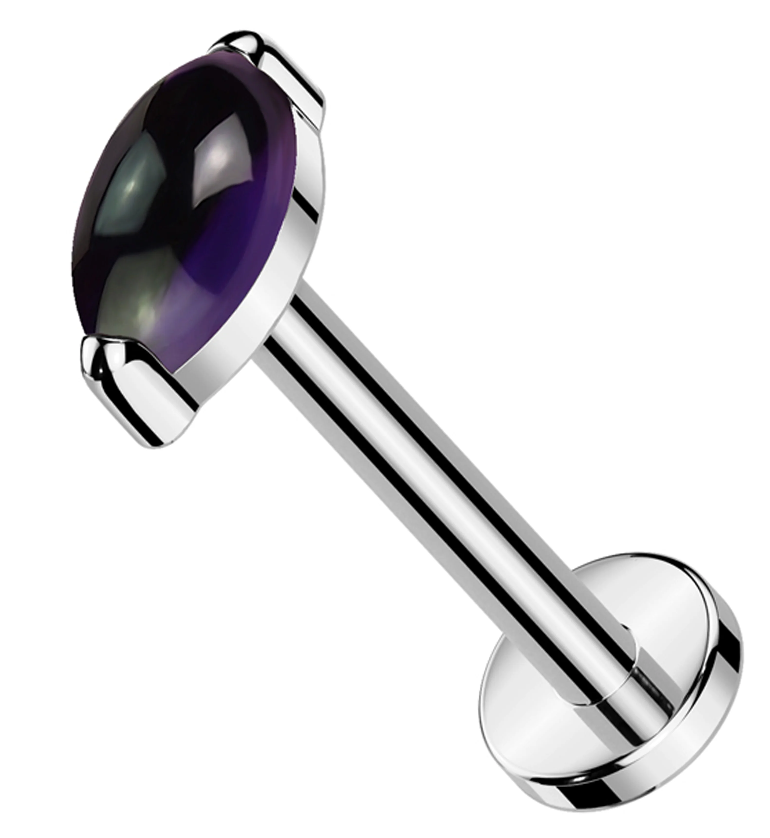 Amethyst Marquise Titanium Threadless Labret - Mrs Treak