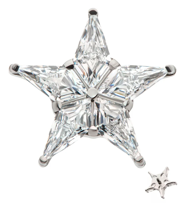 Star Flower Clear CZ Internally Threaded Titanium Top - Mrs Treak