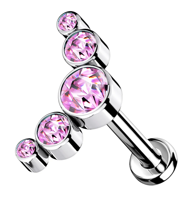 16G Pink CZ Truce Top Titanium Labret - Mrs Treak