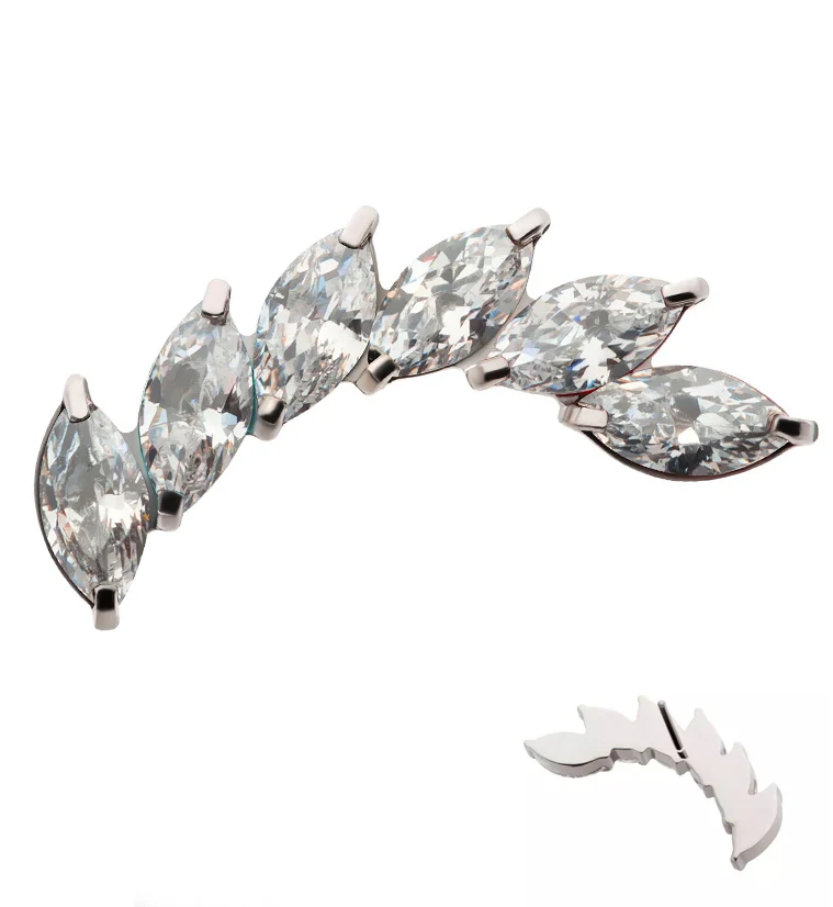 Long Cascade Clear CZ Titanium Threadless Top - Mrs Treak