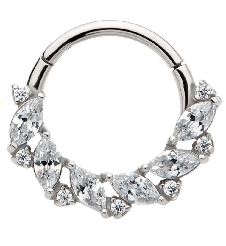 Laurel Clear CZ Stainless Steel Hinged Segment Ring - Mrs Treak