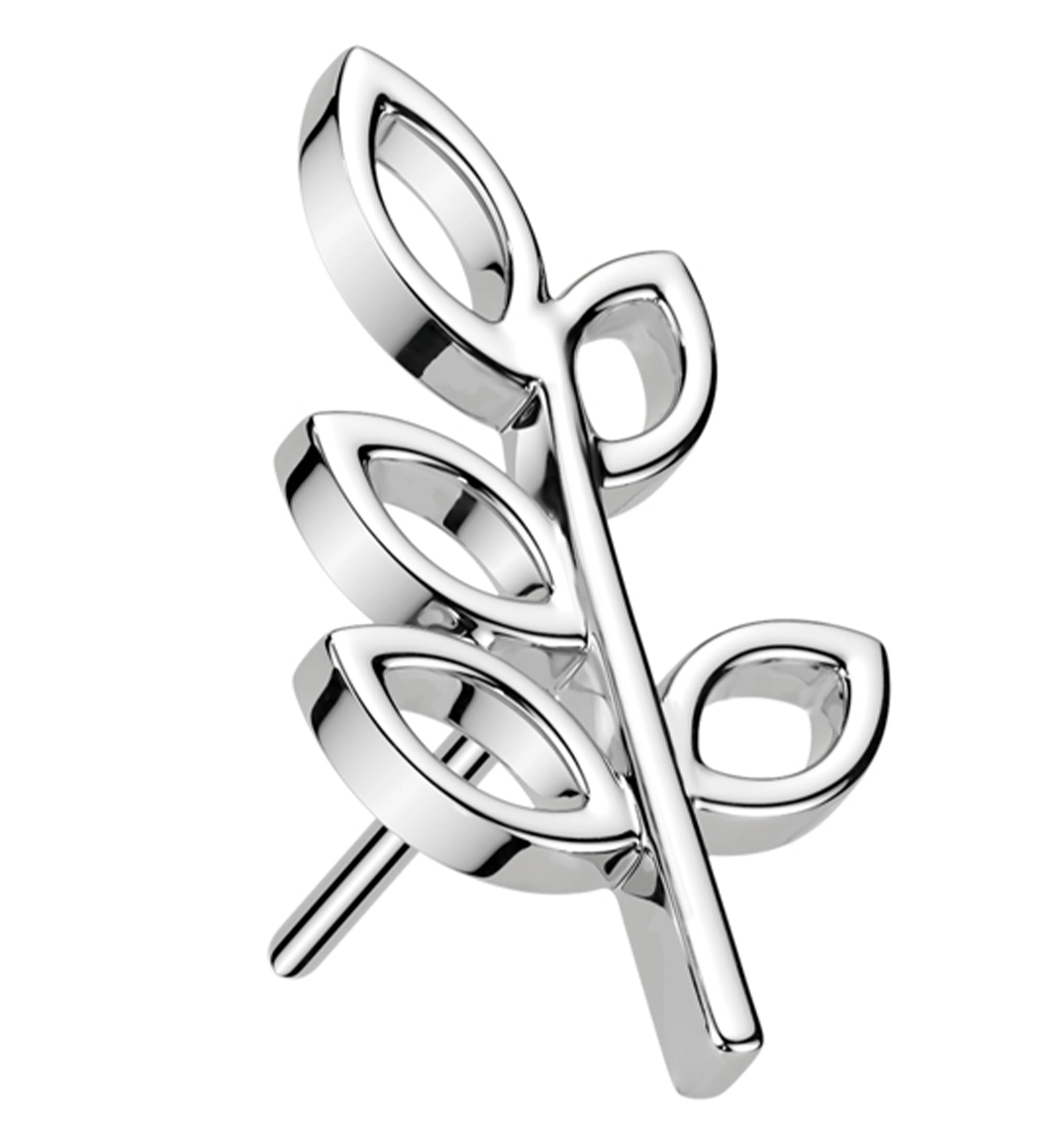 14kt White Gold Leaf Eyelet Threadless Top - Mrs Treak