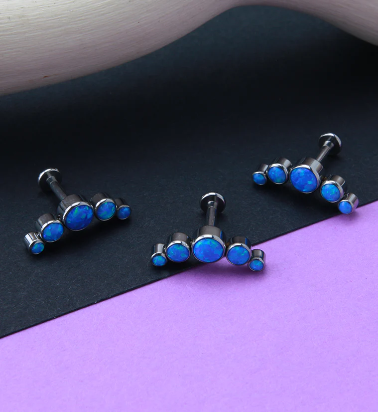 Blue Opalite Quinary Titanium Cartilage Labret - Mrs Treak