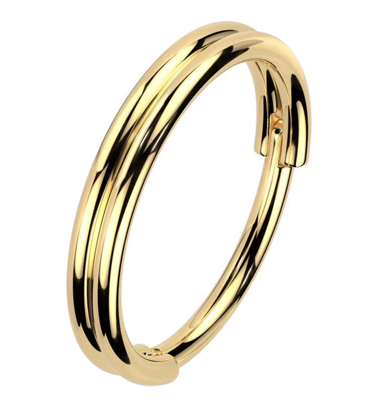 Gold PVD Double Row Stainless Steel Hinged Segment Ring - Mrs Treak