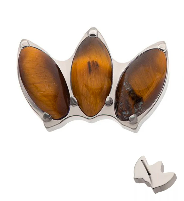 Empress Triple Tiger Eye Stone Threadless Titanium Top - Mrs Treak