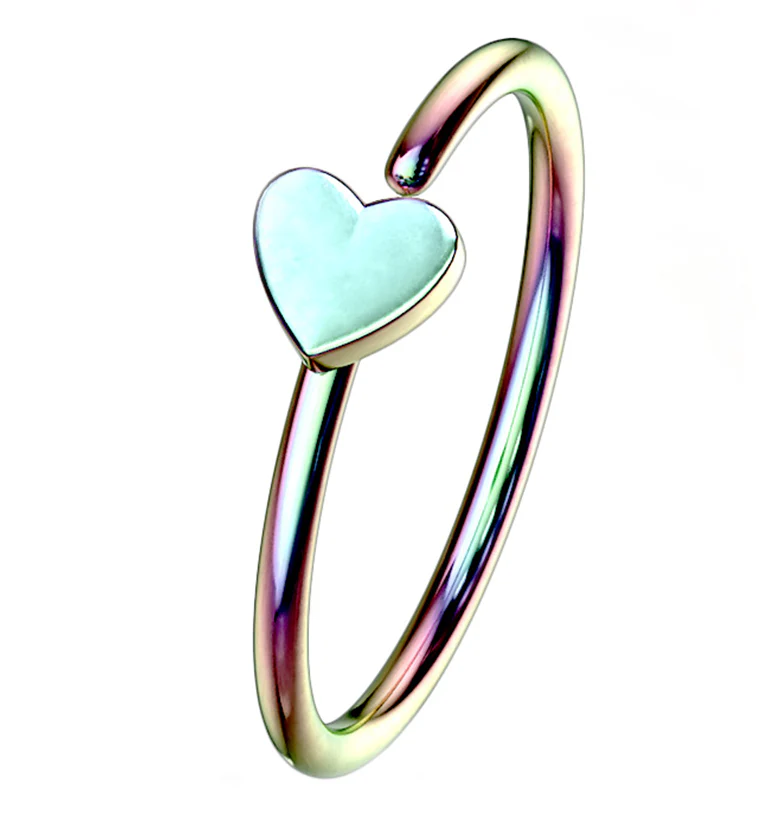 20G Rainbow PVD Stainless Steel Heart Seamless Ring - Mrs Treak