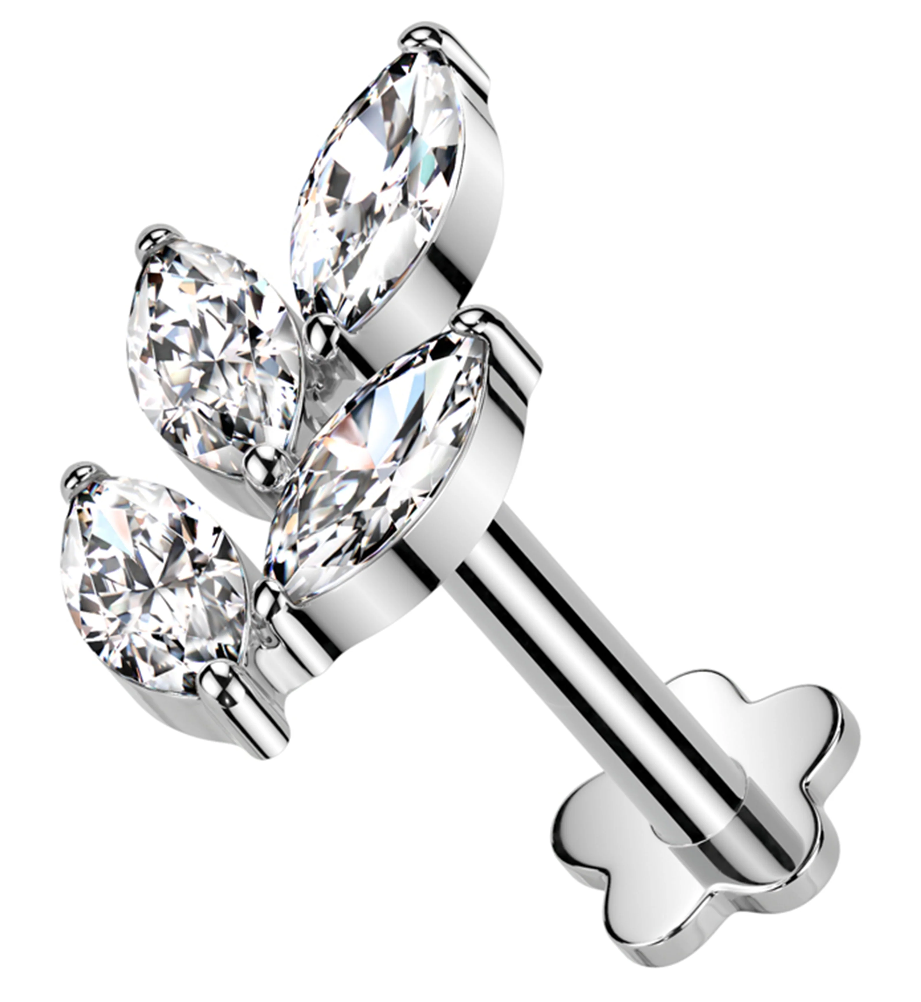 Vine Clear CZ Titanium Threadless Labret - Mrs Treak