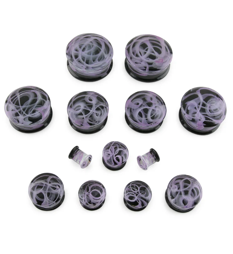 Purple Haze Swirl Glass Plugs - Mrs Treak