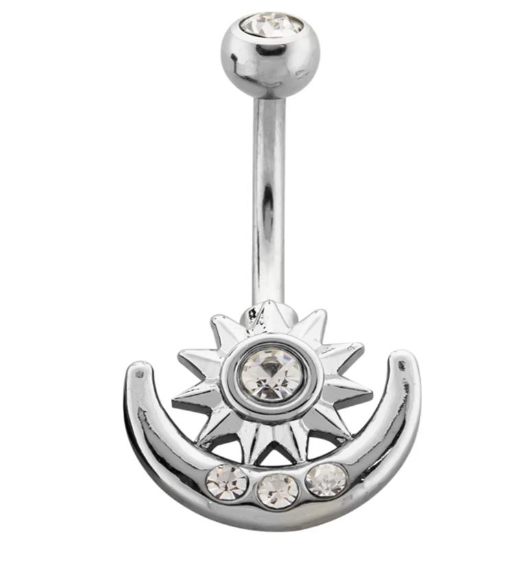 Sun And Moon CZ Belly Button Ring - Mrs Treak