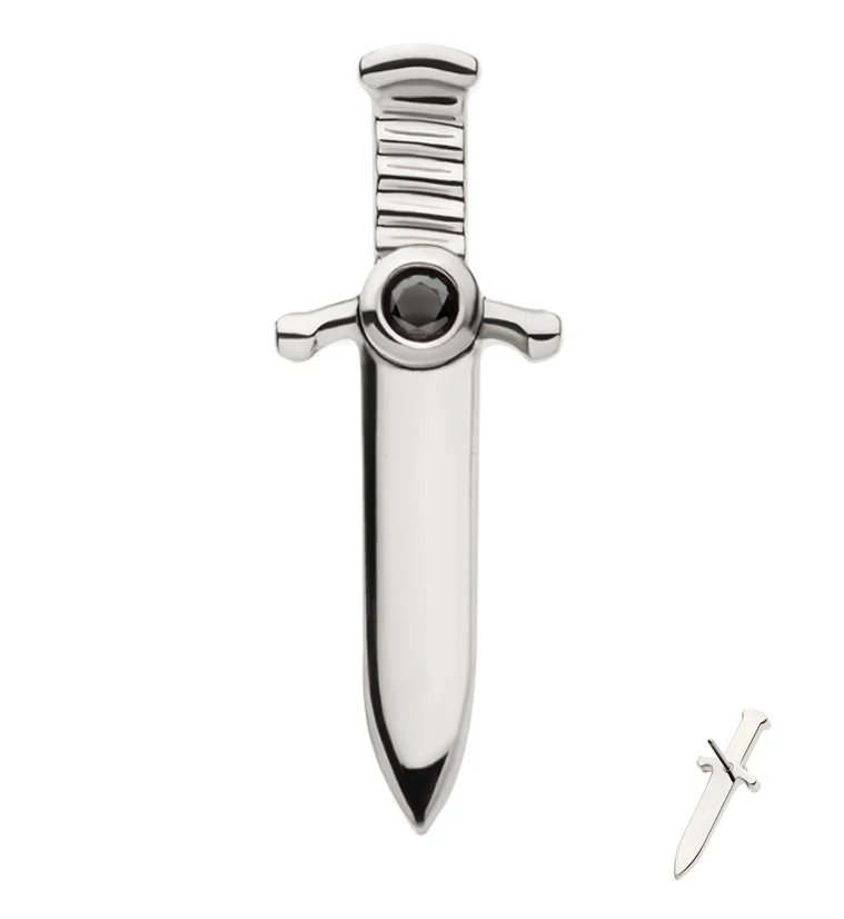 Blade Black CZ Threadless Titanium Top - Mrs Treak
