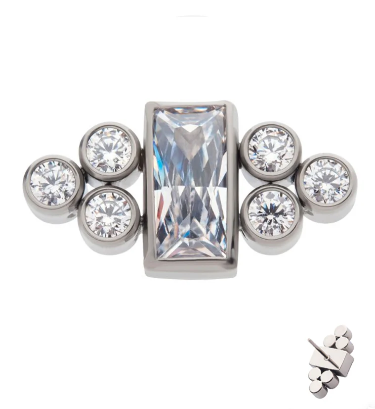Rectangle Trinity CZ Threadless Titanium Top - Mrs Treak