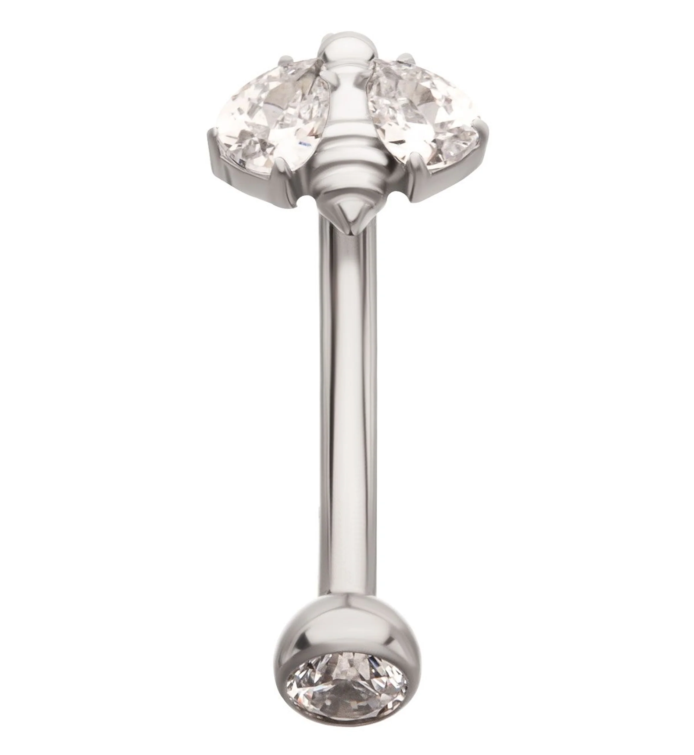 Bee Clear CZ Titanium Internally Threaded Curved Barbell - Mrs Treak