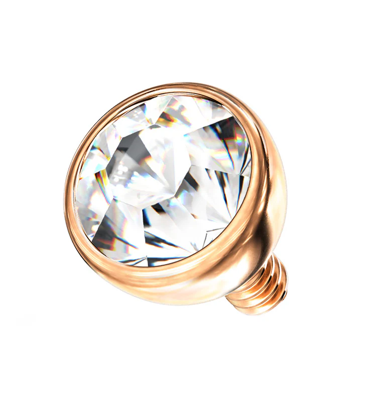 Rose Gold PVD Bezel Clear CZ Stainless Steel Internally Threaded Top - Mrs Treak