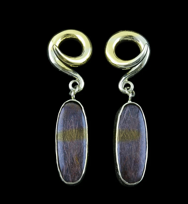 Rutilated Quartz Stone Ear Weights Version 4 - Mrs Treak