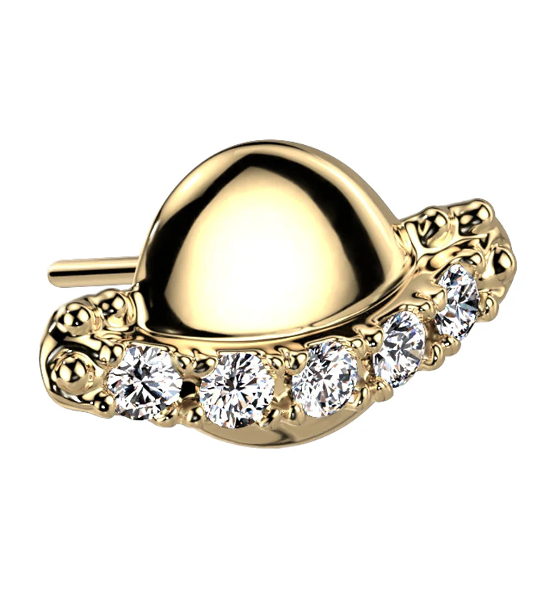 14kt Gold Saturn CZ Threadless Top - Mrs Treak