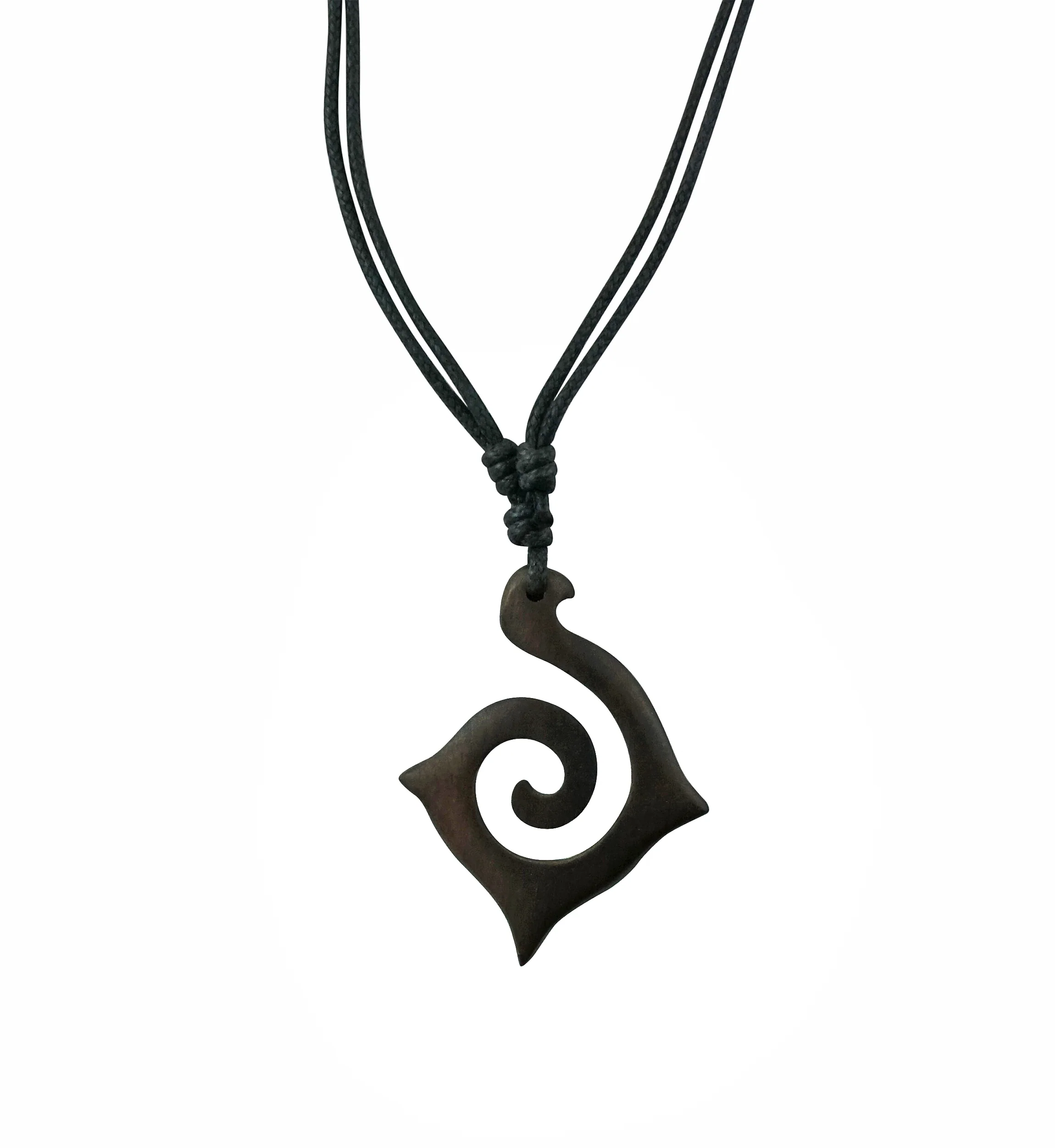 Spiral Hook Wood Pendant Necklace - Mrs Treak