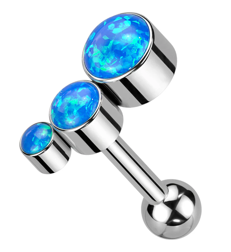 Descend Blue Opalite Titanium Threadless Cartilage Barbell - Mrs Treak