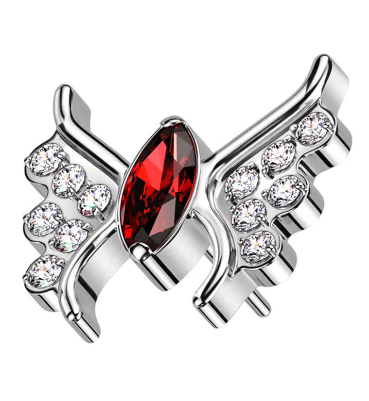 Wings Red CZ Threadless Titanium Top - Mrs Treak