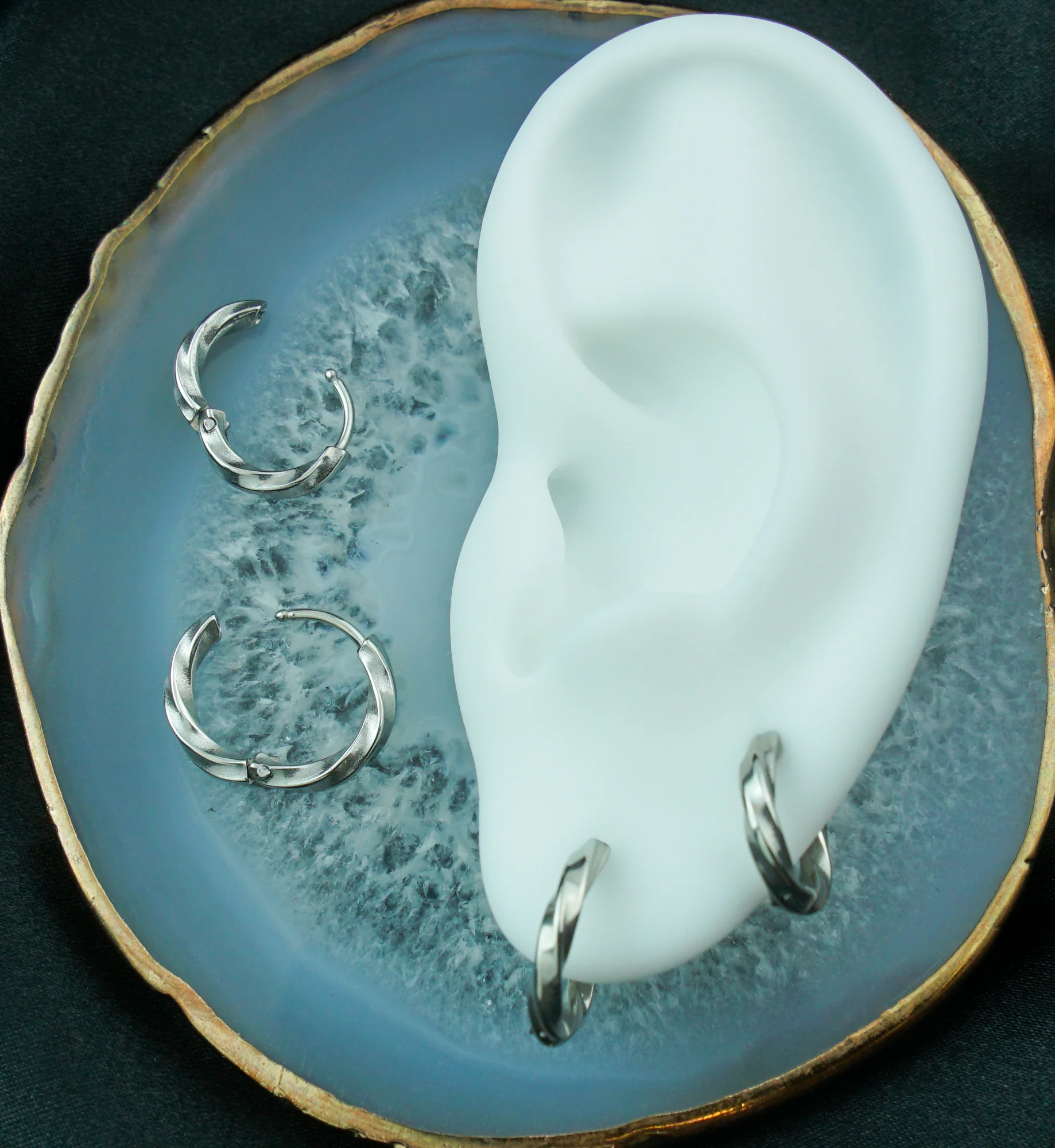 Twisted Hoop Stainless Steel Hinged Earrings - Mrs Treak