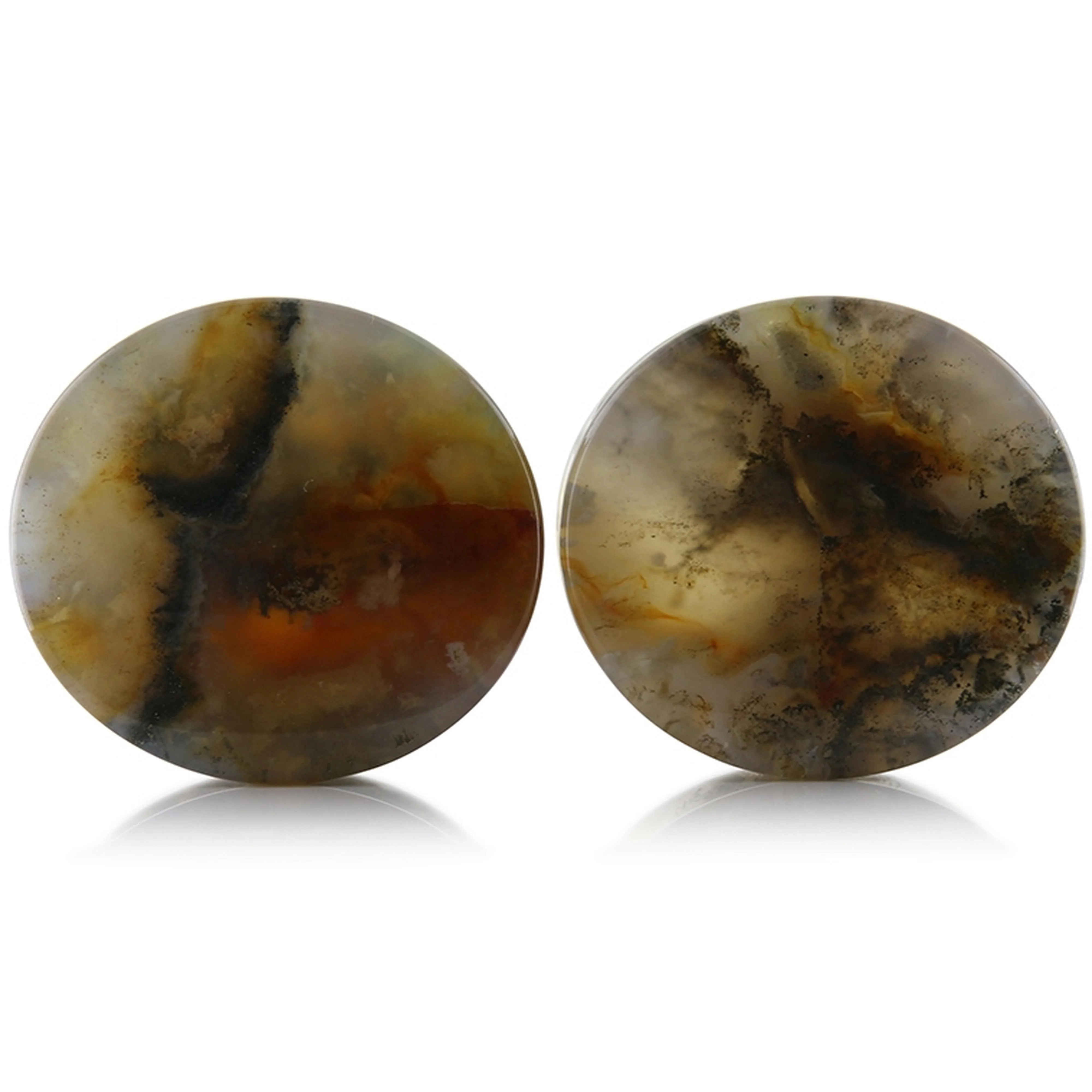 Graveyard Point Plume Agate Stone Plugs 1 Inch (25mm) Version 7 - Mrs Treak