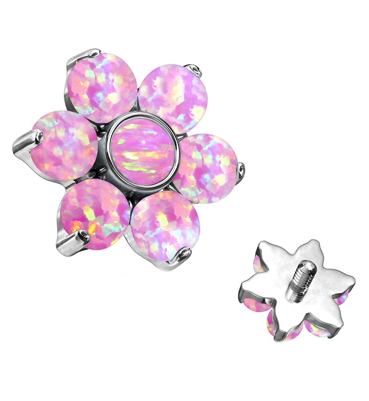 Pink Opalite Floret Titanium Internally Threaded Top - Mrs Treak