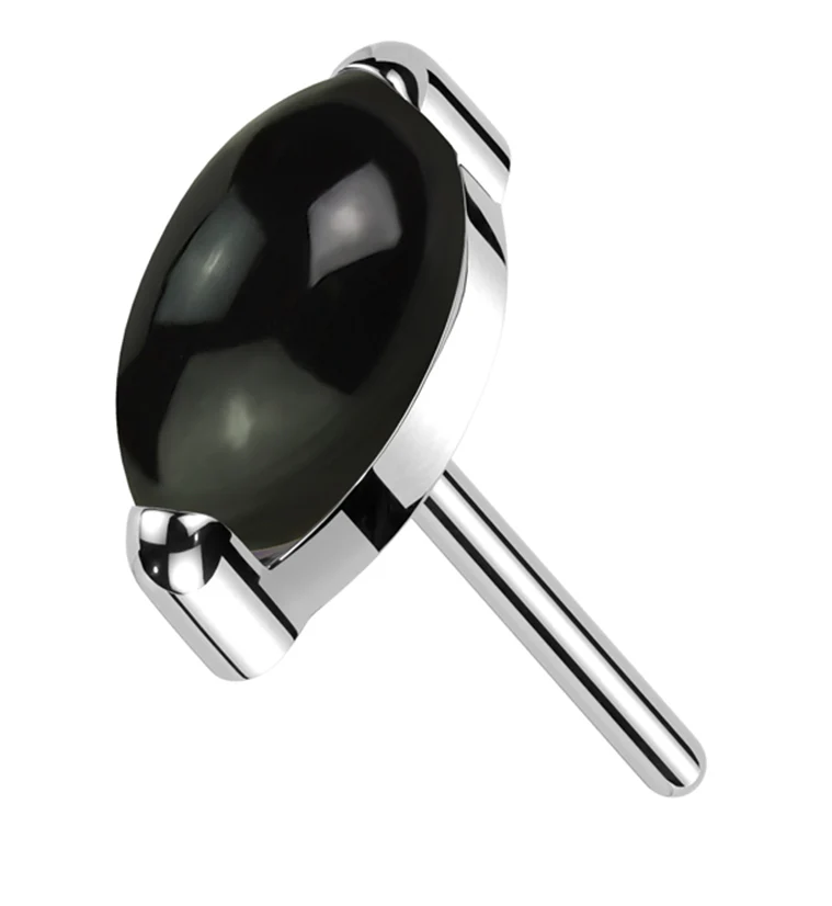 Black Onyx Marquise Stone Titanium Threadless Top - Mrs Treak