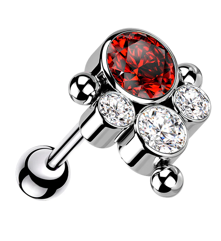 Bundle Red CZ Titanium Threadless Cartilage Barbell - Mrs Treak