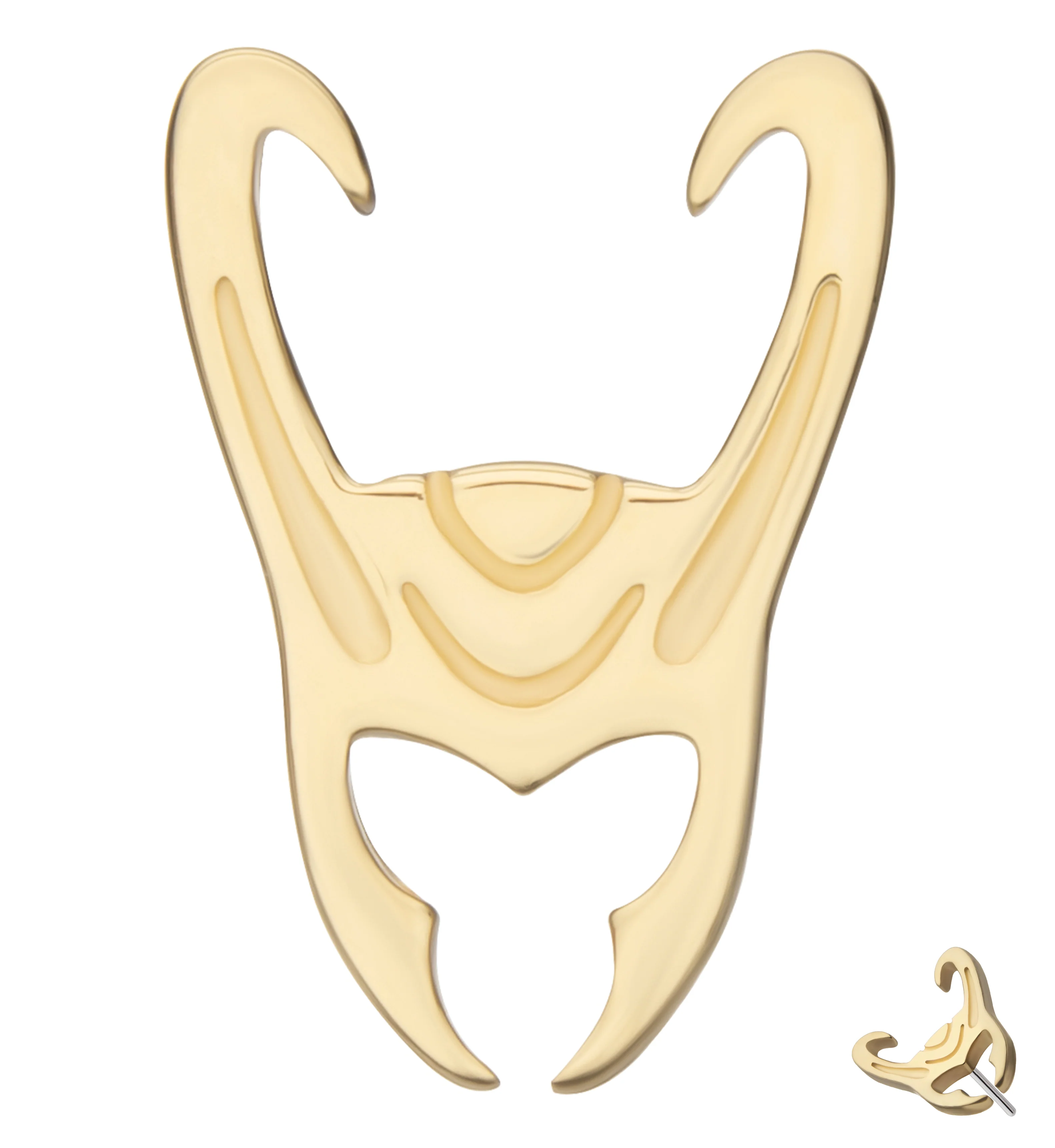 14kt Gold Loki Helmet Threadless Top - Mrs Treak