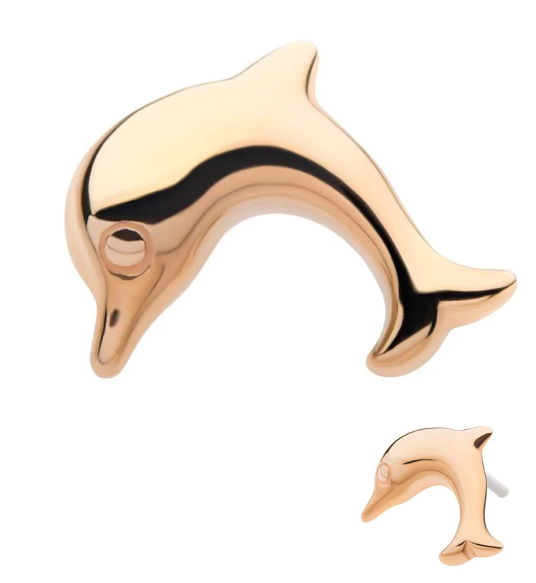 14kt Gold Dolphin Threadless Top - Mrs Treak