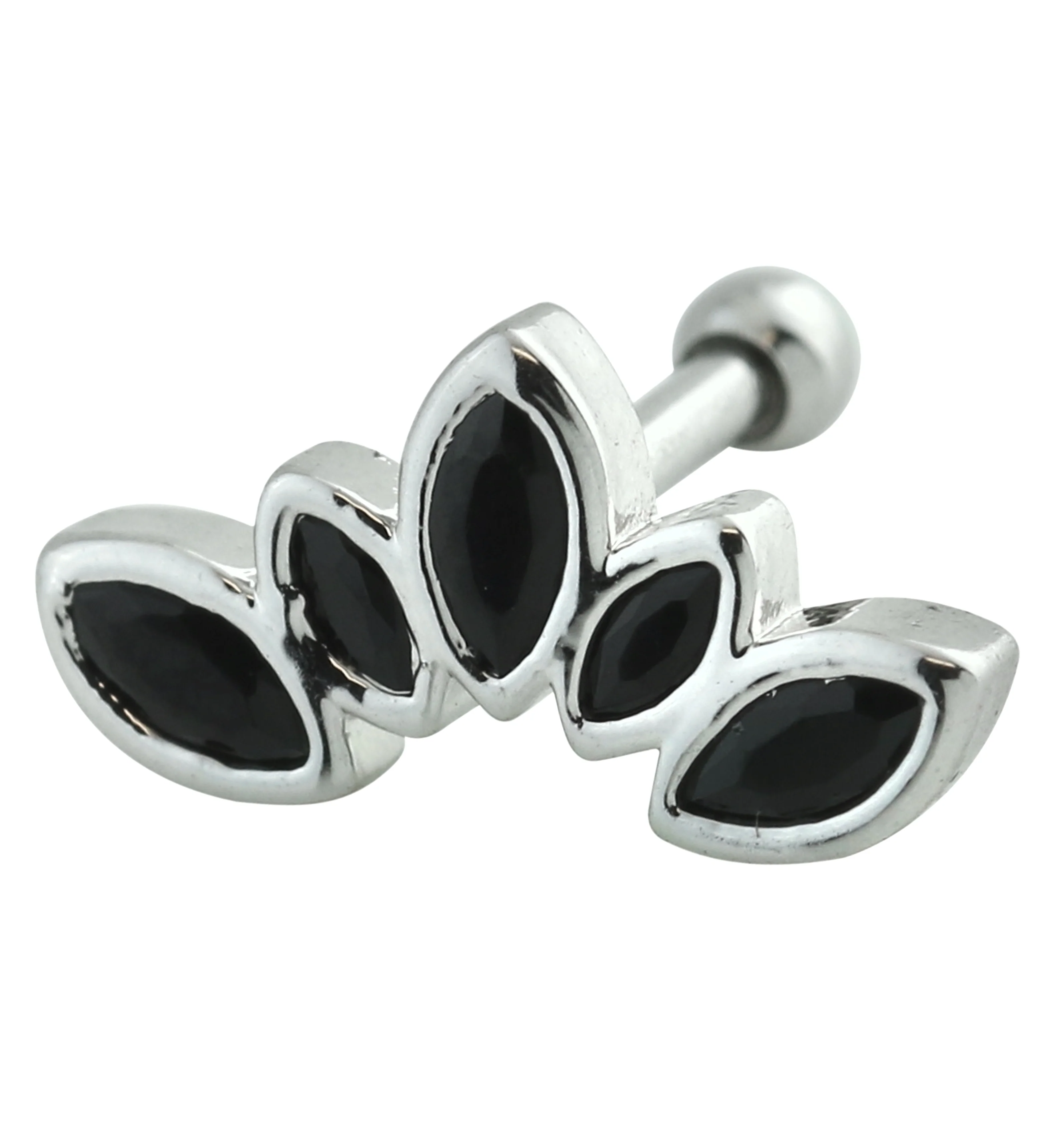 Half Crown Black CZ Cartilage Barbell - Mrs Treak