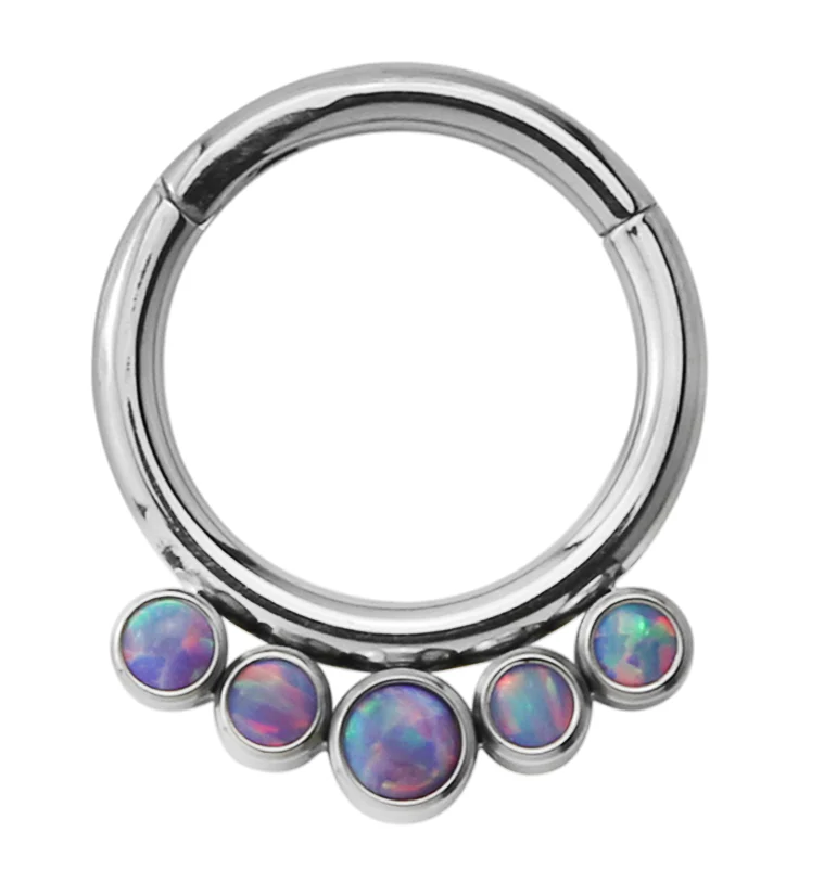 16G Cinque Purple Opalite Titanium Hinged Segment Ring - Mrs Treak