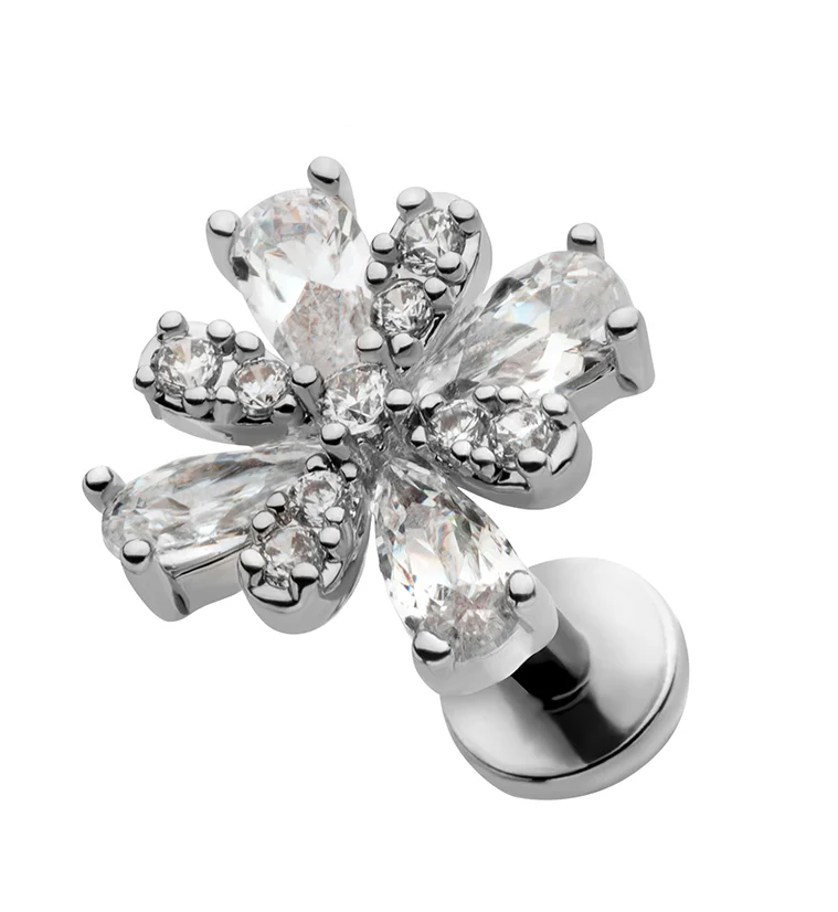 Daisy CZ Stainless Steel Threadless Labret - Mrs Treak